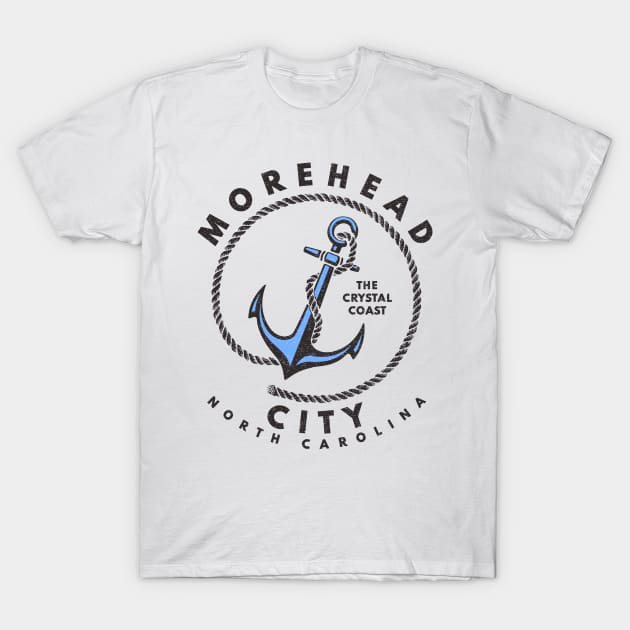 Vintage Anchor and Rope for Traveling to Morehead City, North Carolina T-Shirt by Contentarama